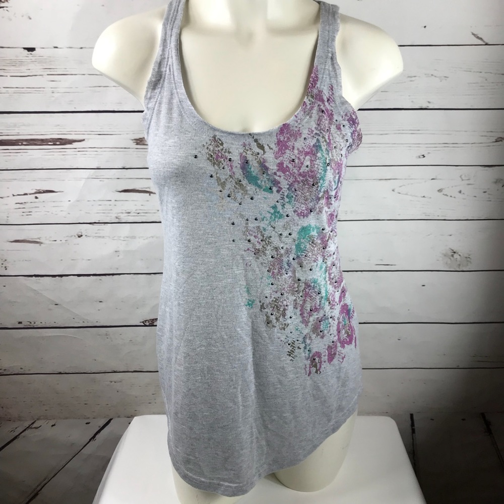 Gray Tank Top with metal accents Size M